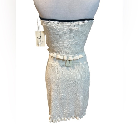 White Lace two-piece Texture Halter Ruffle Mini Skirt Two Piece. New with tag - Picture 2 of 12